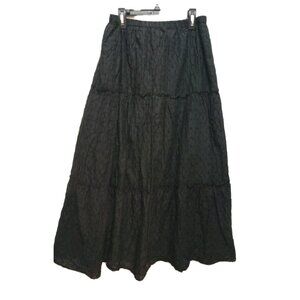 Vintage Boho Peasant Cottagecore Hippie Embroidered Tiered Midi Skirt  Medium